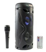 Bluetooth akkumulátoros multimédia hangszóró, mikrofonnal, távirányítóval 10 W