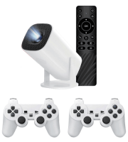 Androidos videó projektor és játékkonzol, 2 db játék kontrollerrel és távirányítóval (Csomagolássérült)