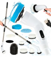 Elektromos tisztító kefe, kihúzható nyéllel, 9 különböző fejjel