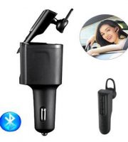 Fekete autós töltő, bluetooth-os headsettel